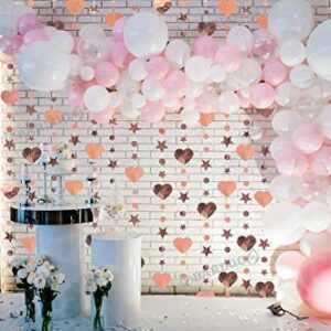 Rose Gold Party Decorations Backdrop Garland I Twinkle Star and Heart Hanging Banner for Bridal Shower Bachelorette Party Wedding Prom Favors