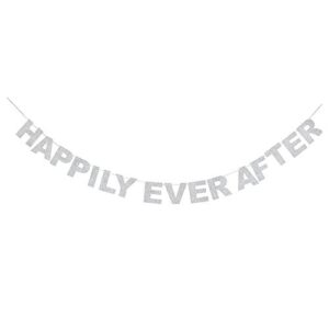 happily ever after silver glitter theme bunting banner for wedding decor bunting photo props signs garland bridal shower party creative decorations.
