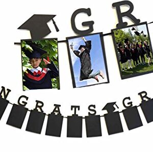 Alemon New Congrats Grad Photo Banner Sign,2020 Graduation Party Supplies Favor Decor