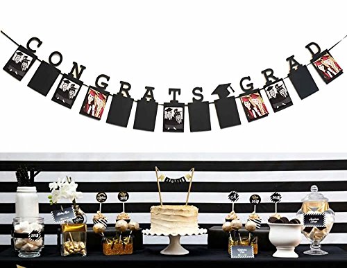 Alemon New Congrats Grad Photo Banner Sign,2020 Graduation Party Supplies Favor Decor