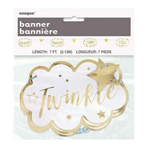 twinkle twinkle little star paper garland – 7 ft | white & gold | 1 pc