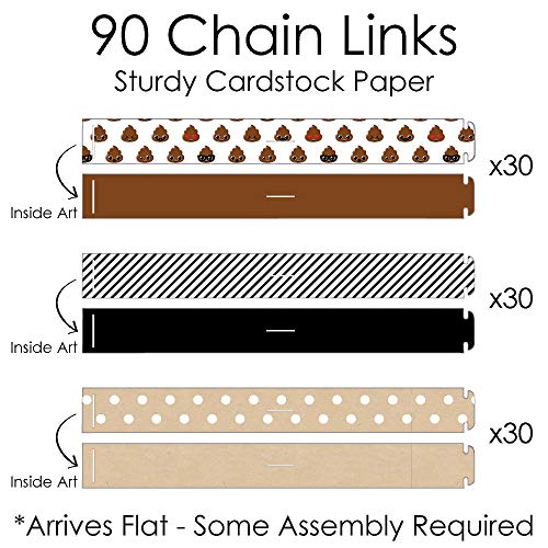 Big Dot of Happiness Party ’Til You’re Pooped - 90 Chain Links and 30 Paper Tassels Decoration Kit - Poop Emoji Party Paper Chains Garland - 21 feet