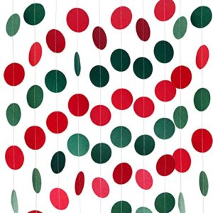 4 pack 40ft red green paper garland circle dot party banner hanging streamer bunting banners backdrop background decor for christmas holiday new years wedding birthday baby shower party supplies