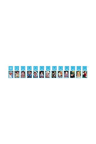 amscan 220108 1st Birthday Glitter Photo Garland - Blue, 1ct, 12'