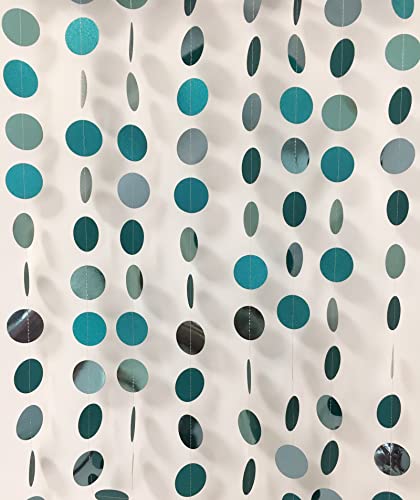 Hellensp Sage Green Circle Garland 4 Pack Green Dots Paper Garland String Hanging Backdrop 52 feet Teal Circle Garland for Birthday Rustic Wedding Baby Shower Vintage Party