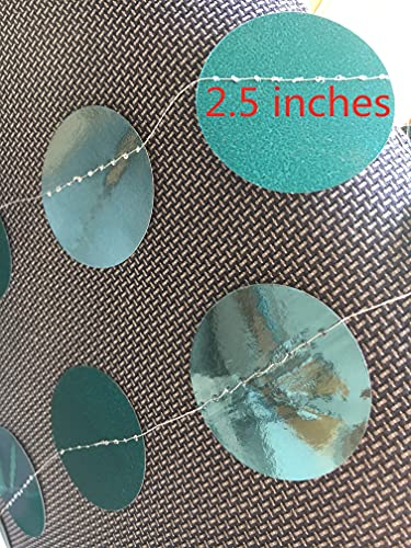 Hellensp Sage Green Circle Garland 4 Pack Green Dots Paper Garland String Hanging Backdrop 52 feet Teal Circle Garland for Birthday Rustic Wedding Baby Shower Vintage Party