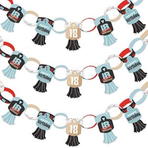 big dot of happiness boy 18th birthday – 90 chain links and 30 paper tassels decoration kit – eighteenth birthday party paper chains garland – 21 feet
