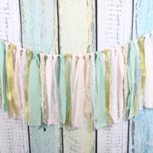 Lace Tassel Garland Fabric Garland Rag Tie Garland Shabby Chic Blush Banner Wedding Backdrop Wedding Decor Baby Shower Party Decor Home Decor Wall Hanging Boho Decor Fall Decor Birthday Banner