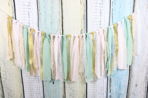 Lace Tassel Garland Fabric Garland Rag Tie Garland Shabby Chic Blush Banner Wedding Backdrop Wedding Decor Baby Shower Party Decor Home Decor Wall Hanging Boho Decor Fall Decor Birthday Banner