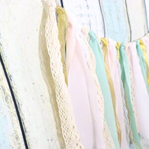 Lace Tassel Garland Fabric Garland Rag Tie Garland Shabby Chic Blush Banner Wedding Backdrop Wedding Decor Baby Shower Party Decor Home Decor Wall Hanging Boho Decor Fall Decor Birthday Banner