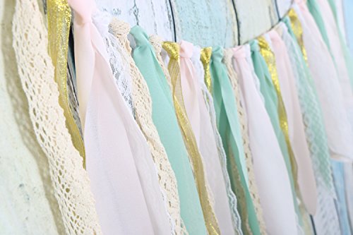 Lace Tassel Garland Fabric Garland Rag Tie Garland Shabby Chic Blush Banner Wedding Backdrop Wedding Decor Baby Shower Party Decor Home Decor Wall Hanging Boho Decor Fall Decor Birthday Banner