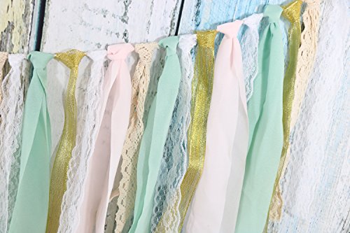 Lace Tassel Garland Fabric Garland Rag Tie Garland Shabby Chic Blush Banner Wedding Backdrop Wedding Decor Baby Shower Party Decor Home Decor Wall Hanging Boho Decor Fall Decor Birthday Banner