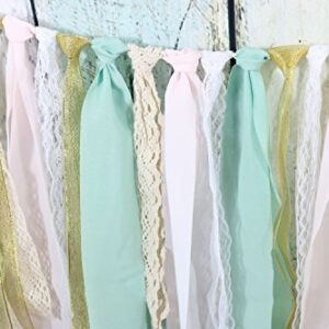 Lace Tassel Garland Fabric Garland Rag Tie Garland Shabby Chic Blush Banner Wedding Backdrop Wedding Decor Baby Shower Party Decor Home Decor Wall Hanging Boho Decor Fall Decor Birthday Banner