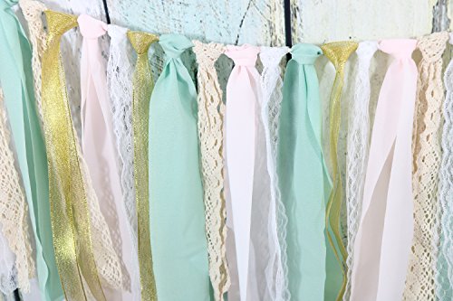 Lace Tassel Garland Fabric Garland Rag Tie Garland Shabby Chic Blush Banner Wedding Backdrop Wedding Decor Baby Shower Party Decor Home Decor Wall Hanging Boho Decor Fall Decor Birthday Banner