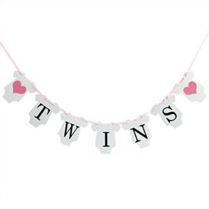 innoru(tm) it is twins banner -baby shower, gender reveal, baby girl’s 1st 2nd 3rd birthday banner party decorations