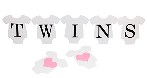 INNORU(TM) It is Twins Banner -Baby Shower, Gender Reveal, Baby Girl's 1st 2nd 3rd Birthday Banner Party Decorations