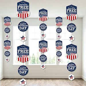 big dot of happiness happy veterans day – patriotic diy dangler backdrop – hanging vertical decorations – 30 pieces