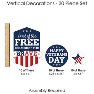 Big Dot of Happiness Happy Veterans Day - Patriotic DIY Dangler Backdrop - Hanging Vertical Decorations - 30 Pieces