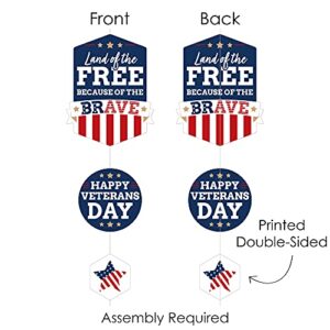 Big Dot of Happiness Happy Veterans Day - Patriotic DIY Dangler Backdrop - Hanging Vertical Decorations - 30 Pieces