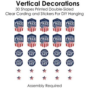 Big Dot of Happiness Happy Veterans Day - Patriotic DIY Dangler Backdrop - Hanging Vertical Decorations - 30 Pieces