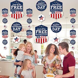 Big Dot of Happiness Happy Veterans Day - Patriotic DIY Dangler Backdrop - Hanging Vertical Decorations - 30 Pieces