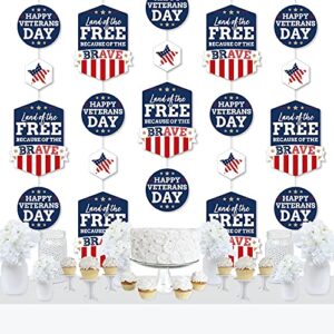 Big Dot of Happiness Happy Veterans Day - Patriotic DIY Dangler Backdrop - Hanging Vertical Decorations - 30 Pieces