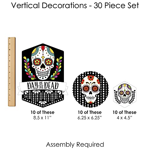 Big Dot of Happiness Day of the Dead - Halloween Sugar Skull Party DIY Dangler Backdrop - Hanging Vertical Decorations - 30 Pieces