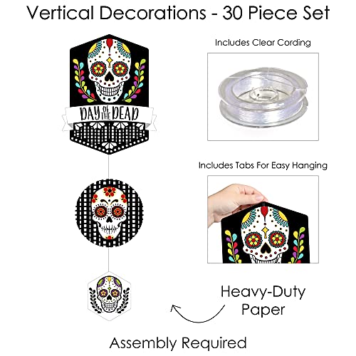 Big Dot of Happiness Day of the Dead - Halloween Sugar Skull Party DIY Dangler Backdrop - Hanging Vertical Decorations - 30 Pieces