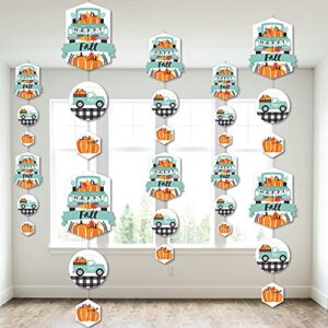 big dot of happiness happy fall truck – harvest pumpkin party diy dangler backdrop – hanging vertical decorations – 30 pieces