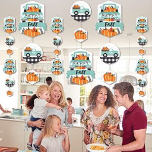 Big Dot of Happiness Happy Fall Truck - Harvest Pumpkin Party DIY Dangler Backdrop - Hanging Vertical Decorations - 30 Pieces