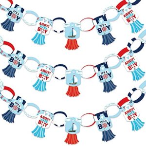 big dot of happiness ahoy it’s a boy – 90 chain links and 30 paper tassels decoration kit – nautical baby shower paper chains garland – 21 feet