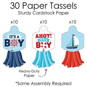 Big Dot of Happiness Ahoy It’s a Boy - 90 Chain Links and 30 Paper Tassels Decoration Kit - Nautical Baby Shower Paper Chains Garland - 21 feet