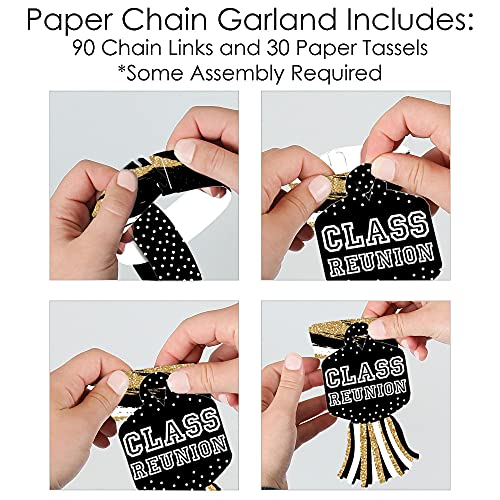 Big Dot of Happiness Reunited - 90 Chain Links and 30 Paper Tassels Decoration Kit - School Class Reunion Party Paper Chains Garland - 21 feet