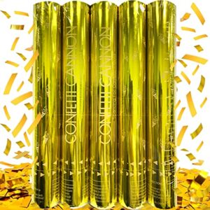 yeunmu 5 packs confetti cannons, 12 inch confetti cannons party poppers, gold confetti poppers for graduation wedding birthday parties and new year’s eve celebration