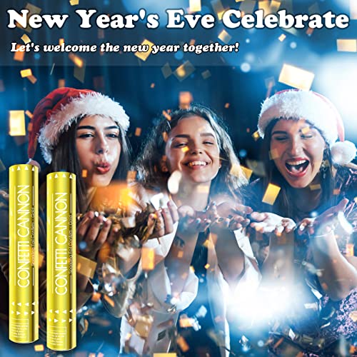 Yeunmu 5 Packs Confetti Cannons, 12 inch confetti cannons party poppers, gold confetti poppers for Graduation Wedding Birthday Parties and New Year's Eve Celebration