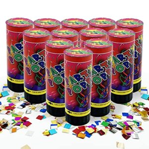 12 pcs confetti poppers cannons for wedding birthday graduation baby shower anniversary christmas new year’s kids fun party supplies decorations and favors