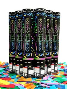 confetti sky [6 pack] 12 inch confetti cannons | multicolor biodegradable confetti poppers for wedding celebration, birthday party, pranks, graduation, christmas eve and new year celebration