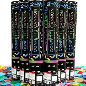 Confetti Sky [6 Pack] 12 Inch Confetti Cannons | Multicolor Biodegradable Confetti Poppers for Wedding Celebration, Birthday Party, Pranks, Graduation, Christmas Eve and New Year Celebration