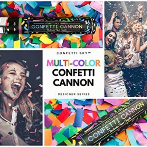 Confetti Sky [6 Pack] 12 Inch Confetti Cannons | Multicolor Biodegradable Confetti Poppers for Wedding Celebration, Birthday Party, Pranks, Graduation, Christmas Eve and New Year Celebration