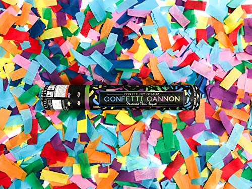 Confetti Sky [6 Pack] 12 Inch Confetti Cannons | Multicolor Biodegradable Confetti Poppers for Wedding Celebration, Birthday Party, Pranks, Graduation, Christmas Eve and New Year Celebration