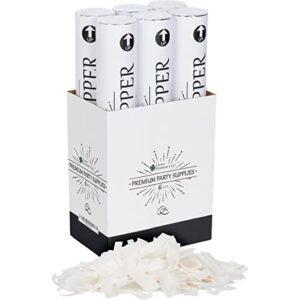 Clover Products Large Premium Wedding Confetti Cannon - (6 Pack) White Biodegradable Paper Confetti Popper | Launches Confetti 20-25 Feet | Party Poppers for Wedding or any occasion.