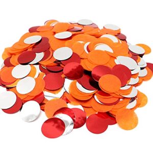 VCOSTORE Tissue Paper Confetti Circles - Round Confetti Dots，Large Table Confetti for Wedding Birthday Party Decoration and Gift Box decoration, 5000 pieces -Orange Red & Silver Mix Confetti