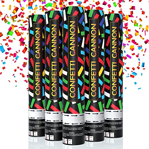 Confetti Cannons EFFIELER Multicolor Confetti Poppers (5 Packs) 100% Biodegradable And Air Powered Party Popper Perfect for Birthday, Graduation, New Years Eve, And Any Other Party Or Celebration…