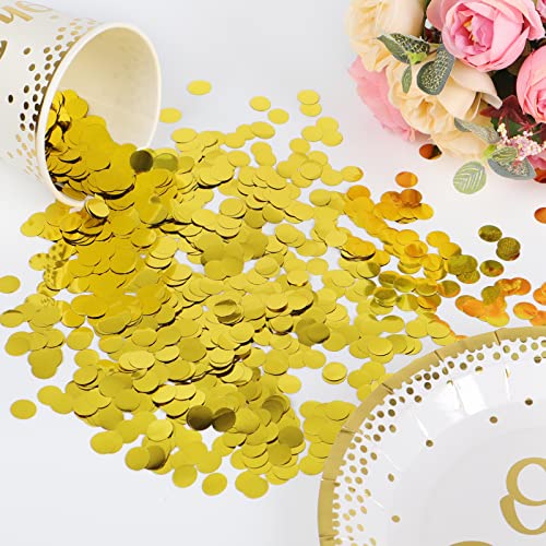 QOOLBUY Round Paper Table Confetti Dots,Paper Confetti Circles,Party Glitter Confetti for Wedding Bridal Birthday Party Decoration 0.4 Inch (1.76 OZ)-Gold Confetti for Table