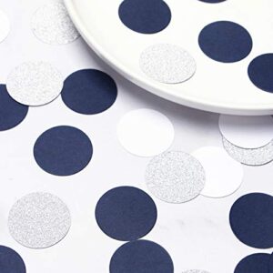 Navy-Blue White-Silver Party-Decorations Paper Confetti - 300pcs Glitter Graduation Boys Birthday Table Confetti Mothers Faterhs Day Wedding Baby Shower Decoration Lasting Surprise