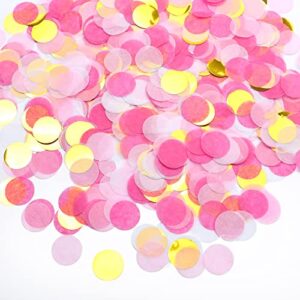 vcostore tissue paper confetti circles – round confetti dots，large table confetti for wedding birthday party decoration and gift box decoration, 5000 pieces -pink & gold mix confetti,
