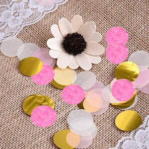 VCOSTORE Tissue Paper Confetti Circles - Round Confetti Dots，Large Table Confetti for Wedding Birthday Party Decoration and Gift Box decoration, 5000 pieces -Pink & Gold Mix Confetti,