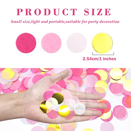 VCOSTORE Tissue Paper Confetti Circles - Round Confetti Dots，Large Table Confetti for Wedding Birthday Party Decoration and Gift Box decoration, 5000 pieces -Pink & Gold Mix Confetti,