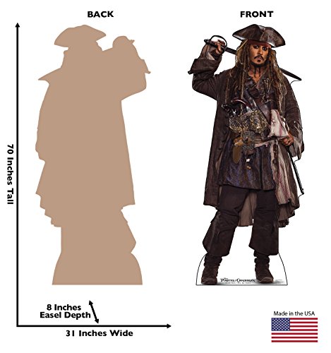 Cardboard People Jack Sparrow Life Size Cardboard Cutout Standup - Pirates of The Caribbean: Dead Men Tell No Tales (2017 Film)