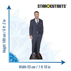 STAR CUTOUTS CS704 Celebrity Standee Ryan Reynolds Lifesize Cardboard Cutout Smart Casual Suit Cut Out 188cm Tall, 188 x 55 x 188 cm, Multi-Colour